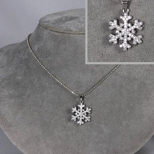 Crystal Sparkles Snowflake Necklace 16”